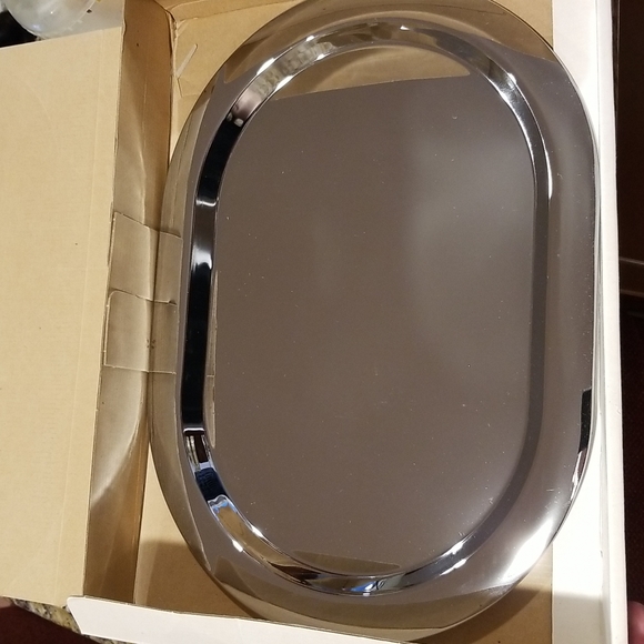 new vintage HOYA Crystal JAPAN glass 6 piece condiment set + metal serving tray - Picture 3 of 4